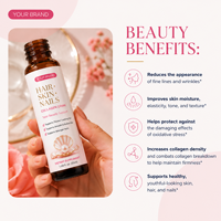 Complément de collagène marin liquide premium avec vitamine C, boisson beauté quotidienne pour favoriser des cheveux plus épais, une peau plus lisse et des ongles plus durs