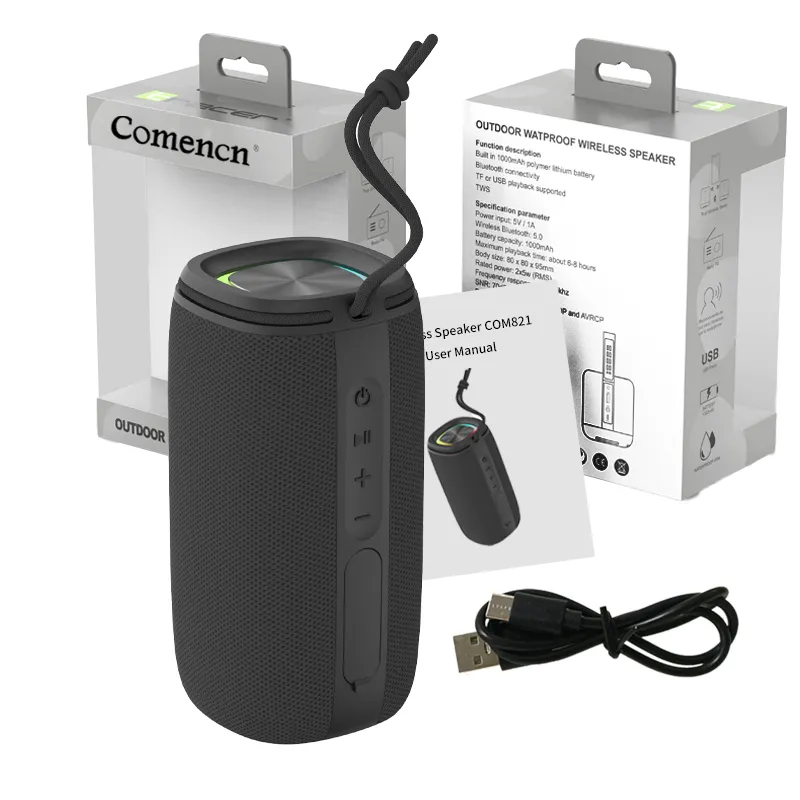 Speaker tahan air Led Rgb nirkabel, Speaker Bluetooth luar ruangan tahan air portabel dengan nirkabel