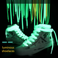 Lacets de remplacement lumineux à double couche, larges de 1 cm, réfléchissants et phosphorescents, à motif uni, pour baskets et chaussures en toile