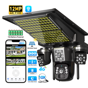 كاميرا V380 Pro الخارجية اللاسلكية تعمل بالطاقة الشمسية مع <span class=keywords><strong>3</strong></span> عدسات، كاميرا مراقبة CCTV مع بطاقة SIM 4G، كاميرا إضاءة شوارع تعمل بالطاقة الشمسية - Product Image 1