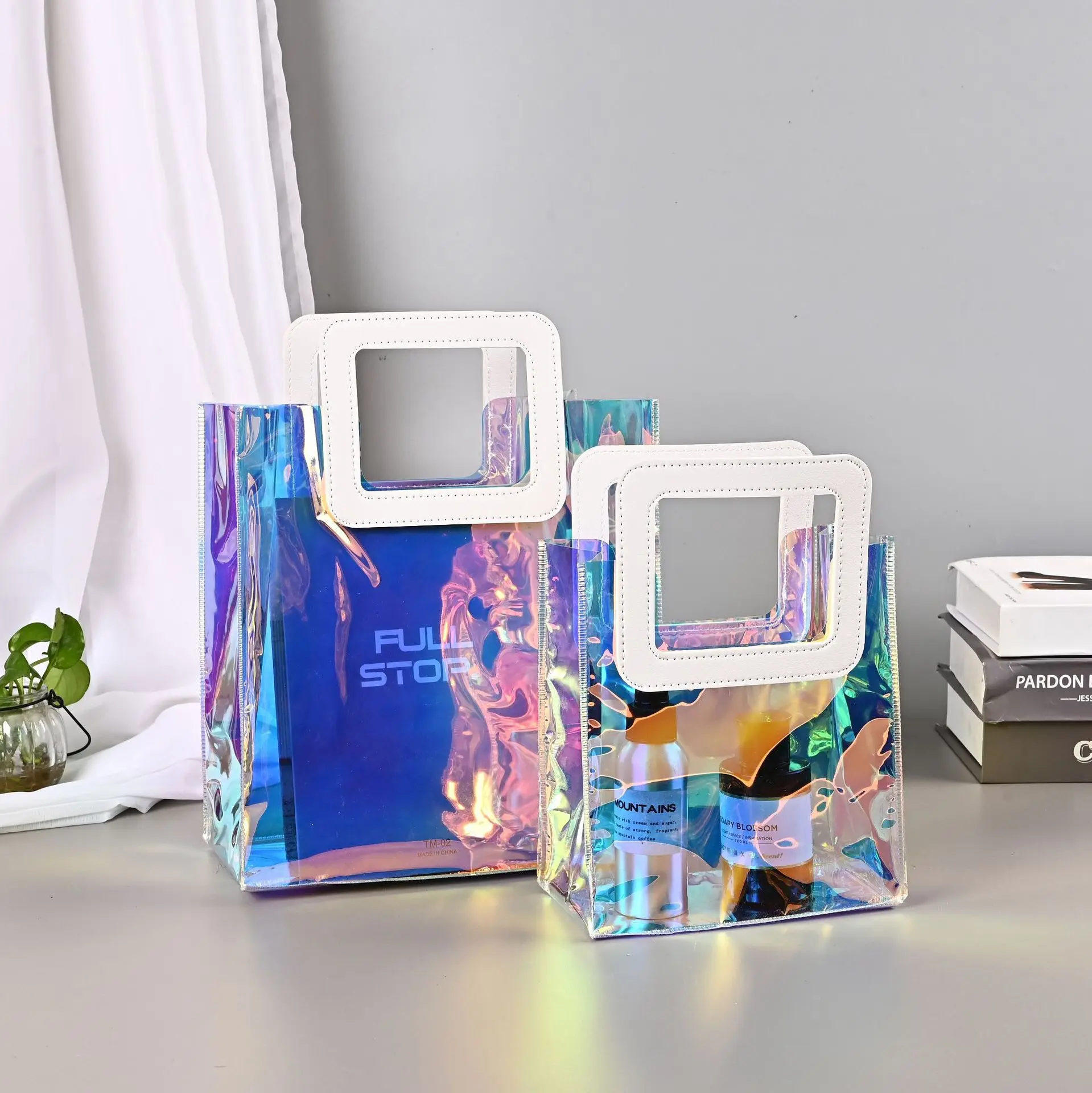 Individuelle PVC-Laser-Handtasche modische holografische Einkaufstasche für Kosmetiktüten