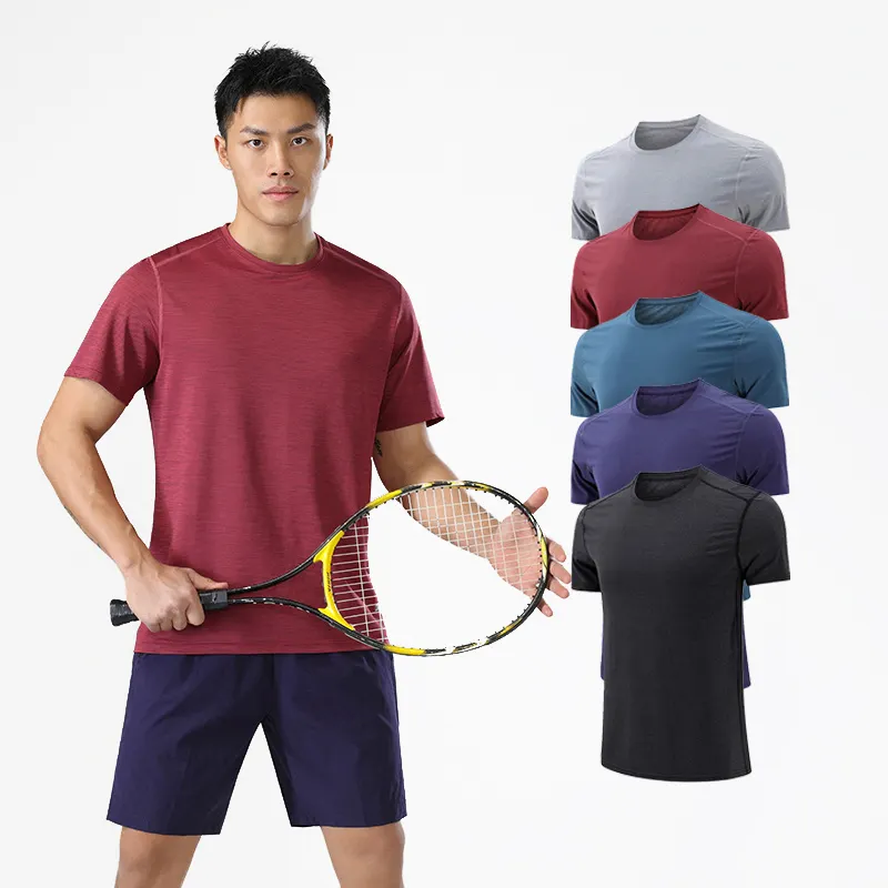 T-shirts de sport pour hommes avec logo personnalisé T-shirts de jogging et de course à pied extensibles à séchage rapide