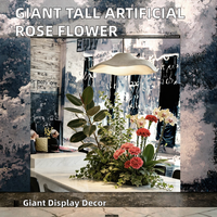 Übergroße Künstliche Seidenblume Maßgefertigter Einzelstiel Rot Rosa Orange Handgemacht 50cm Blumenarrangement für Abschlussfeier Weihnachten