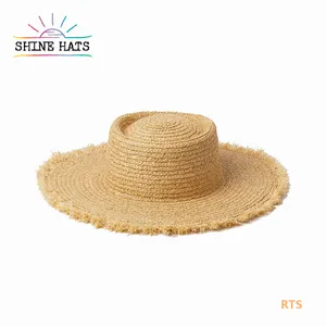 Shinehats Mũ Đi Biển Vành Rộng Viền Raffia Thời Trang 2022 Mũ Rơm Đi Du Lịch Mùa Hè Cho Nữ