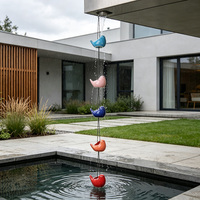 Chaîne de pluie artistique en céramique émaillée colorée en forme d'animal pour jardin extérieur, finition brillante, installation facile, étanche pour toiture