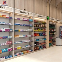 Vitrine de pharmacie haut de gamme MOOKOO, mobilier moderne pour magasin médical, étagères de pharmacie en bois avec éclairage LED