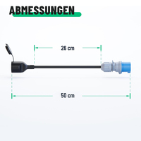 Adaptateur de prise industrielle CEE ZNPON 16A 230V IP44 vers prise française NF, câble de raccordement avec câble en caoutchouc H07RN-F 3x1,5/2,5mm² de 0,35m