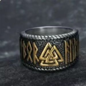 Anneaux de mode en or fin avec emblème de <span class=keywords><strong>guerrier</strong></span> viking mythique Odin, runes, pour hommes et femmes - Product Image 4