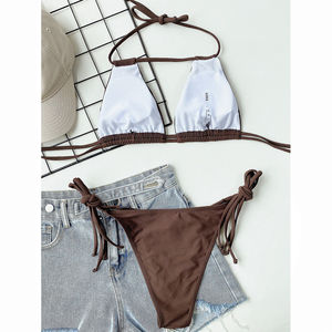 Bikini <span class=keywords><strong>de</strong></span> plage pour femmes, nouvelle arrivée, design personnalisé, <span class=keywords><strong>maillot</strong></span> <span class=keywords><strong>de</strong></span> <span class=keywords><strong>bain</strong></span> uni, <span class=keywords><strong>push</strong></span>-<span class=keywords><strong>up</strong></span> sexy, ensemble <span class=keywords><strong>de</strong></span> bikini triangle pour femmes - Product Image 3