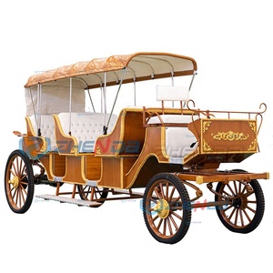 Voiture électrique de type calèche à chevaux, finition or blanc, pour les mariages et les excursions touristiques - Product Image 3