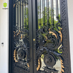 <span class=keywords><strong>Porte</strong></span> d'entrée en fer forgé sur mesure, à dessus carré, double, en fer forgé, bronze antique, <span class=keywords><strong>porte</strong></span> de sécurité extérieure pour villa - Product Image 2