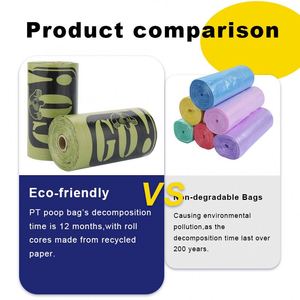 ถุงเก็บอุจจาระสุนัขแบบย่อยสลายได้ เป็นมิตรกับสิ่งแวดล้อม ผลิตจากวัสดุ HDPE/EPI แป้งข้าวโพด  จับตัวเป็นก้อนได้ดี ดีไซน์ใหม่ ยั่งยืน - Product Image 2
