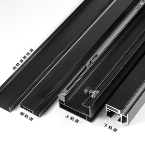 Aluminum Frame Ghost Door Hardware Full Height Glass Door 1.2m Ceiling Trackless Sliding With Soft Close Feature - Product Image 2