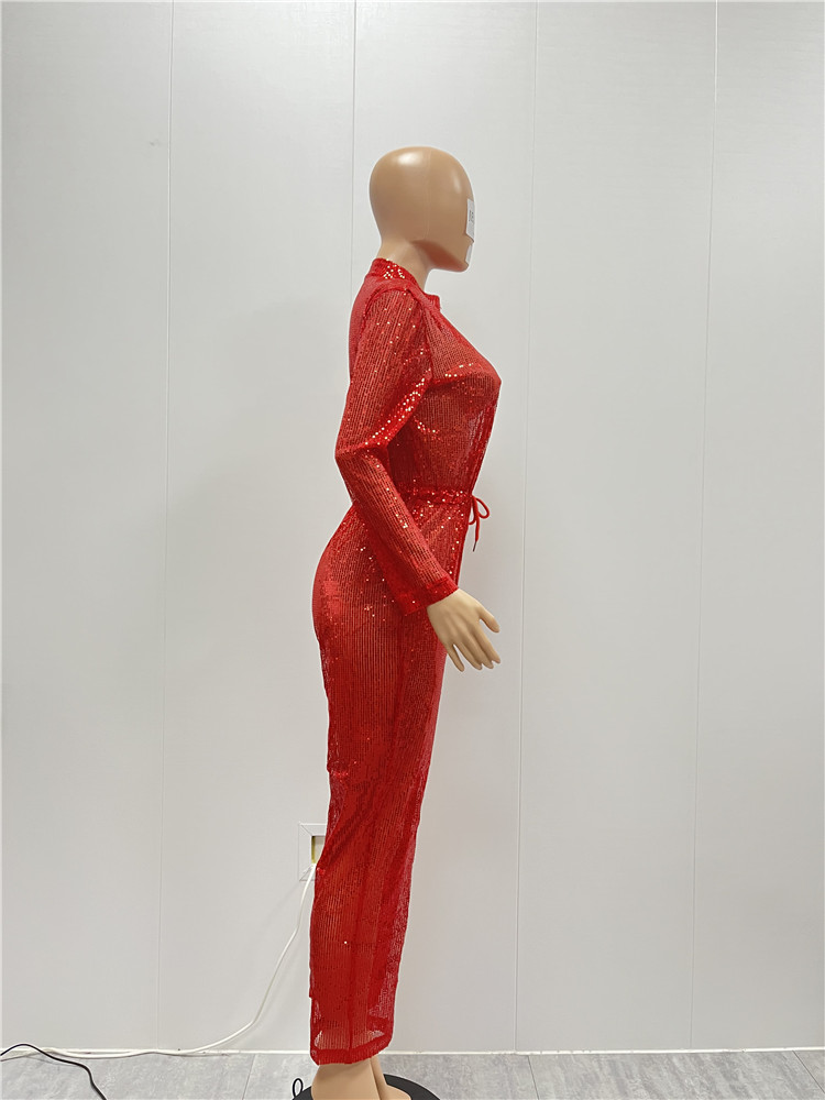 M941-women fashion long sleeve sparkly sequin jumpsuit for ladies one piece jumpsuit