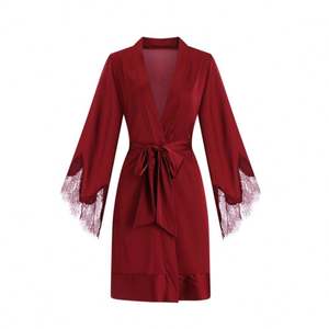 Sfy8050 Vente chaude Robe de chambre en satin de soie transparente respirante, lingerie sexy une pièce pour femmes, pyjamas - Product Image 6