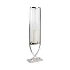 Contemporary Metal And Glass <b>Hurricane</b> <b>Candle</b> Holder Decorative Pillar Candlestick For Table Centerpiece Elegant - Product Image 2