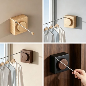 Corde <span class=keywords><strong>à</strong></span> <span class=keywords><strong>linge</strong></span> invisible <span class=keywords><strong>en</strong></span> acier inoxydable pour balcon, intérieur et <span class=keywords><strong>extérieur</strong></span>, épaissie, rétractable, coupe-vent, séchage de vêtements - Product Image 2