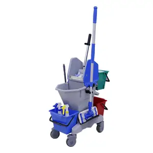 Double Bucket Clean Krankenhaus Leinen Kunststoff Handwagen und Reinigungs wagen für Hotel