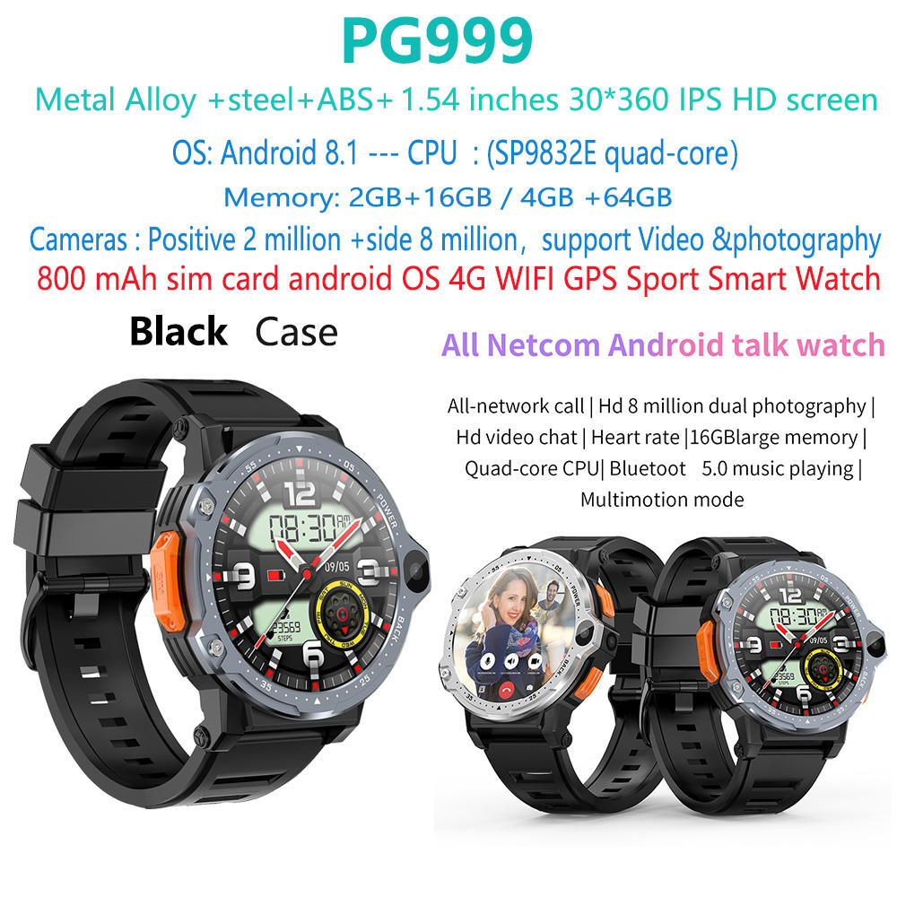 Reloj inteligente PG999-4G-Android negro