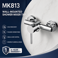 Mitigeur de douche mural en laiton massif chromé poli, levier unique, design cylindrique moderne pour salle de bain