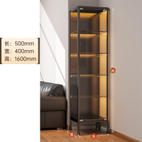 Vitrine moderne en verre transparent sur pied avec éclairage pour figurines et modèles de jouets, pour le rangement - Utilisation domestique dans le salon
