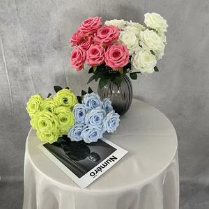 9 Head Diamond Rose Artificial Bouquet <b>Silk</b> <b>Flower</b> High Simulation Wedding Decoration Home Decor ZSMG-003 - Product Image 1