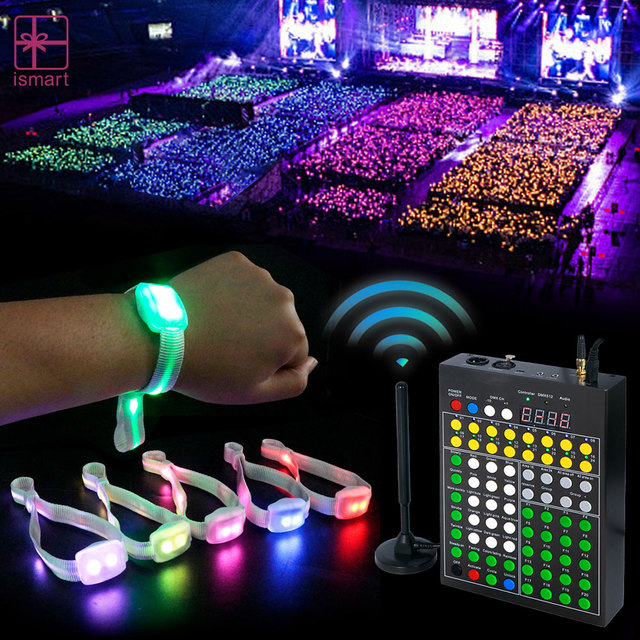 Custom Logo 2.4G Remote Control LED Lighting Bracelet DMX512 Wireless LED Wristbands Led Bracelet Party Supplies