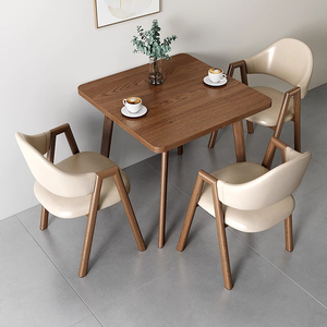 Solid Wood Balcony Leisure Tea <strong>Table</strong> Chair Set Small <strong>Square</strong> Home Dining <strong>Table</strong> and Meeting Chair for Reception <strong>Coffee</strong> Area - Product Image 3