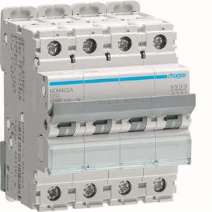NDN463A Personalizzabile con interruttore automatico miniaturizzato Hager 10000A 15kA 4P curva D 63A 4M - Product Image 1