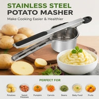 Roestvrijstalen aardappelpureepers 4 verwisselbare schijven Handmatige pureemaker Antisliphandvat Fruit- en groentepers Multifunctioneel