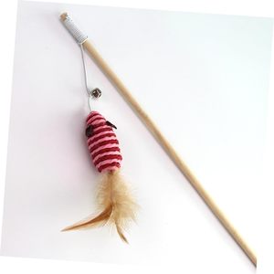 Factory Direct Sale Wooden Mouse With a Sounding Bell the Cat Charmer Wand Interactive Cat Teaser Toys - Product Image 5