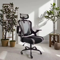 Chaise de bureau ergonomique de direction au design contemporain en tissu, dossier haut, hauteur réglable, confortable pour le bureau à domicile