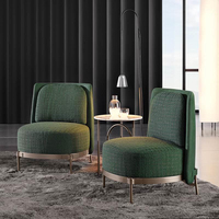 Odern-sofá individual sin brazos de lujo, mueble de tela de hotel con patas de acero inoxidable