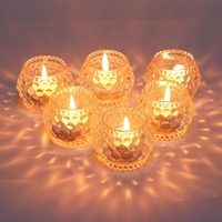 Tempat Lilin Tealight Kaca Kristal Bening Berembos Romantis Tahan Panas Berkualitas Tinggi untuk Dekorasi Natal di Rumah