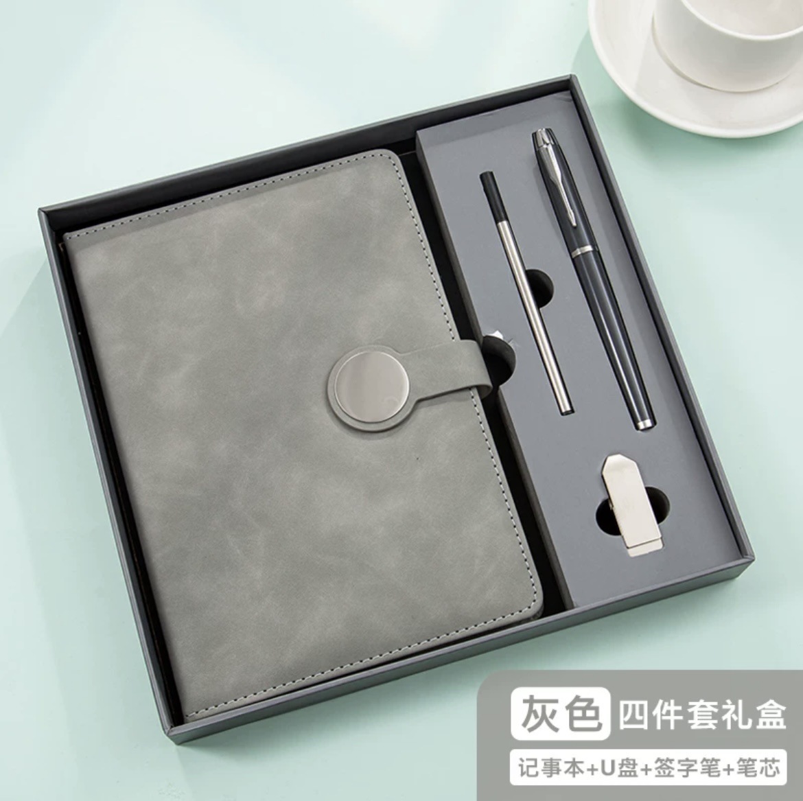 Set de regalo de memoria USB A5 gris.