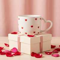 Mug à lait en grès céramique avec poignée en forme de cœur, motif dessin animé classique, esthétique mouchetée, mignon, romantique, cadeau de fête, compatible lave-vaisselle