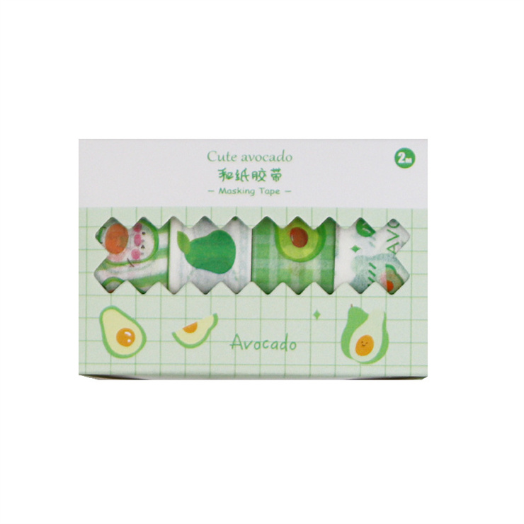 Высококачественная Водонепроницаемая декоративная малярная лента с принтом авокадо, для студентов, «сделай сам», канцелярские принадлежности, милый мини рулон бумаги васи
