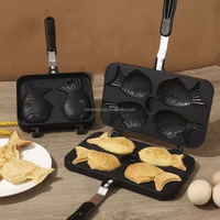 Poêle à Taiyaki 2, 3 ou 4 poissons, antiadhésive, pour gaufres, mini-œufs et crêpes, ensemble de cuisson