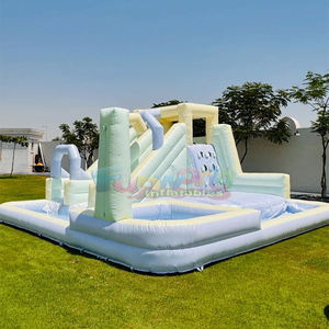 Trẻ em ngoài trời sân sau Inflatable thư bị trả lại nhà khóa học trở ngại giật gân Pad công viên nước trượt Combo - Product Image 4