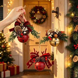 Offre Spéciale : Ensemble d'Ornements de Noël Rustiques Cloches et Pommes de Pin en Coton pour Décoration d'Arbre de Noël, de Cheminée et de Maison - Product Image 2