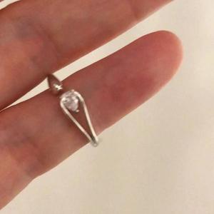 Anillo Abierto de Plata Pura S925 para Mujer, Diseño de Nicho Romántico con Gota de Hielo y Circonita en Forma de Gota de Agua, Estilo Minimalista Apilable - Product Image 2