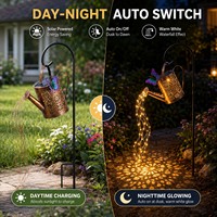 Arrosoir solaire en gros avec piquet lumineux, décoration de jardin extérieure en métal unique avec effet cascade LED