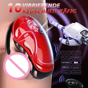 <span class=keywords><strong>Cage</strong></span> de chasteté vibrante avec 5 anneaux et 2 clés, jouet sexuel pour adultes avec verrouillage, contrôle par application et télécommande. - Product Image 3