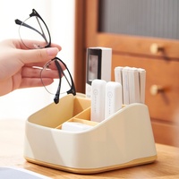 Boîte de rangement de bureau en plastique pour le bureau et la résidence étudiante, organisateur de fournitures scolaires et de cosmétiques, design multifonctionnel, moderne et simple