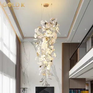 Роскошная подвесная люстра в форме ветки дерева, подвесная светлая Золотая современная люстра 80 G9 с рисунком и дизайном золота K