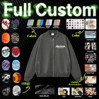 Jaket Pria AMCLEVER, Zip Up, Kerah Bulat, Sweatshirt dengan Kantong Samping, Unisex, Mantel Tebal, Bordir, DTG, Logo Custom, OEM