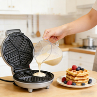 Gaufrier Électrique Automatique 750W avec Température Réglable, Plaque Antiadhésive 18cm, Poignée Froide au Toucher et Pieds Antidérapants - Idéal pour le Petit-Déjeuner