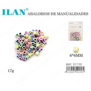 Perline con lettere Ilan 6x6mm multicolori per lavori artigianali - Product Image 3