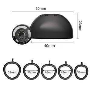 Pack de démarrage pour cage de chasteté pour débutants : 5 anneaux interchangeables + cage en ABS respirante + cadenas de sécurité (rose/noir) - Product Image 6