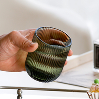 Lot de verres réutilisables à rayures verticales, style rétro, artisanaux, lavables au lave-vaisselle, pour bars, fêtes et services de traiteur